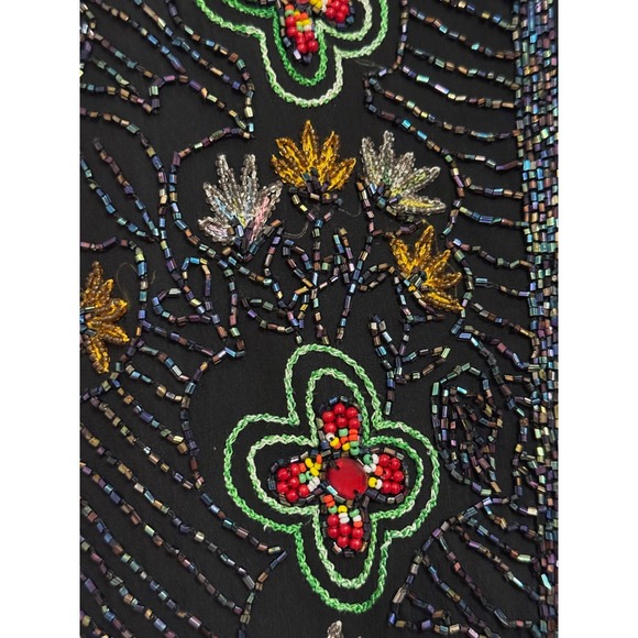 VINTAGE Y2K OTHER‎ DESTINATION SILK BEADED FLORAL VEST WOMENS LARGE - Picture 4 of 4